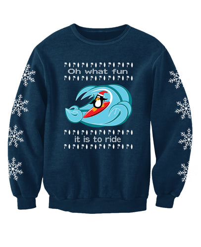 Surfing Penguin Adults Beach Christmas Jumper