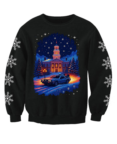 Back To Christmas Sci Fi Car Adults Christmas Jumper