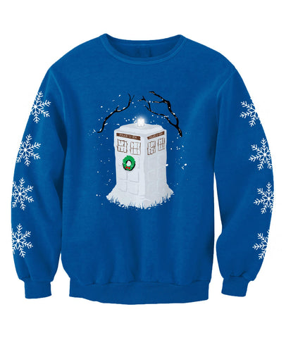 Snow Tardis TV Inspired Sci Fi Christmas Jumper