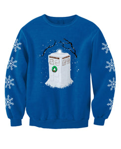 Snow Tardis TV Inspired Sci Fi Christmas Jumper
